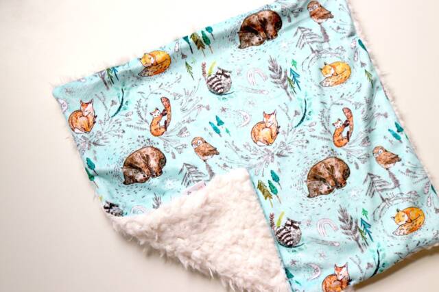 Dream Lovie. Security Blanket. Personalized Lovey. Faux Fur Woodland Friends White. Mini Baby Minky Shower Gift - image 1