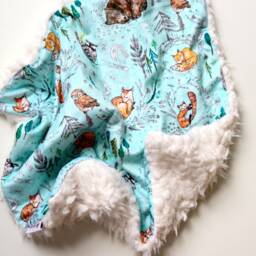 Dream Lovie. Security Blanket. Personalized Lovey. Faux Fur Woodland Friends White. Mini Baby Minky Shower Gift - thumbnail 2