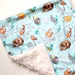 Dream Lovie. Security Blanket. Personalized Lovey. Faux Fur Woodland Friends White. Mini Baby Minky Shower Gift - thumbnail 3