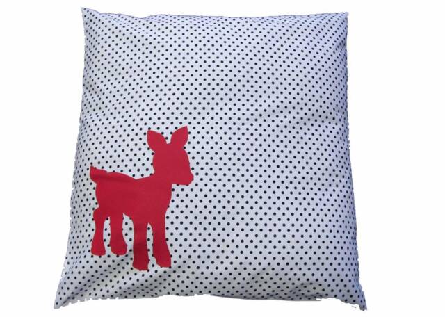 Decorative Cushion Pillow Miniblings 40x40cm Deer 70S Retro White Polka Dots Black - image 1