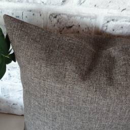 Terracotta Faux Leather Pillow Cover Dark Brown Fabric Accent, 16x16'' - thumbnail 4
