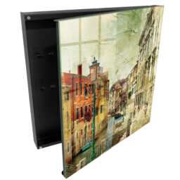 Colorful City Wall Mounted Key Cabinet, Beige Box For Wall, Painterly Cities, Lovers Of Urban Landscapes - thumbnail 1
