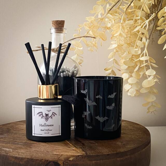 Halloween Diffuser & Candle Gift Set, Spooky Home Decor, Black - image 1