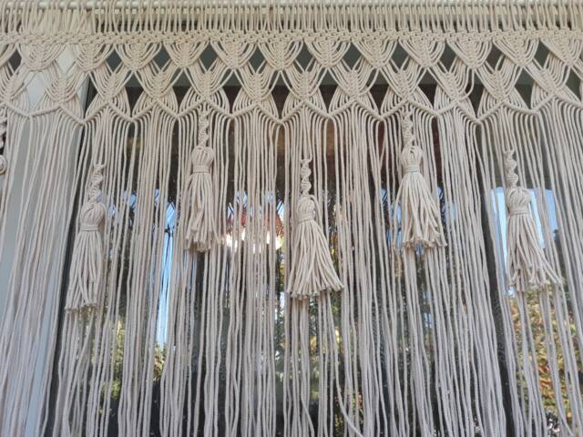 Macrame Window Curtain Valance Over The Bed Wll Hanging Short Kitchen Wedding Backdrop Bohemian Bedroom Decor Boho Nursery - image 1