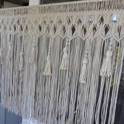 Macrame Window Curtain Valance Over The Bed Wll Hanging Short Kitchen Wedding Backdrop Bohemian Bedroom Decor Boho Nursery - thumbnail 4