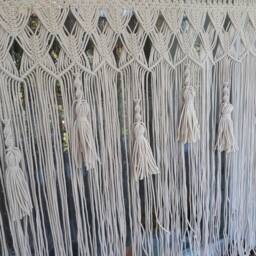 Macrame Window Curtain Valance Over The Bed Wll Hanging Short Kitchen Wedding Backdrop Bohemian Bedroom Decor Boho Nursery - thumbnail 3