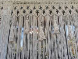 Macrame Window Curtain Valance Over The Bed Wll Hanging Short Kitchen Wedding Backdrop Bohemian Bedroom Decor Boho Nursery - thumbnail 1