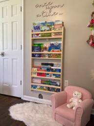 Wall Mounted 4 Shelves Space Saver Kids Bookshelf, Montessori Book Display For Baby, Organiser Room, Gift Baby