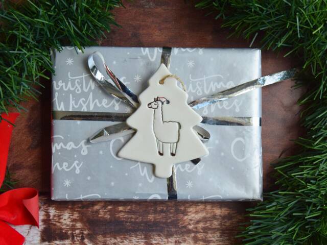 Llama, Handmade Ceramic Llama Christmas Tree Decoration, Gift For Lover, Stocking Filler, Secret Santa, Present - image 1