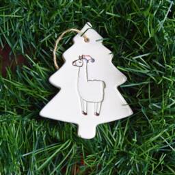 Llama, Handmade Ceramic Llama Christmas Tree Decoration, Gift For Lover, Stocking Filler, Secret Santa, Present - thumbnail 3