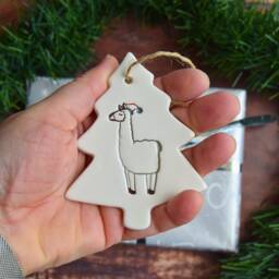 Llama, Handmade Ceramic Llama Christmas Tree Decoration, Gift For Lover, Stocking Filler, Secret Santa, Present - thumbnail 2
