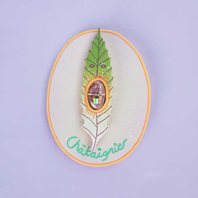 Wall Sculpture - Botanical Herbarium Chestnut - Art & Poetic Talisman Inspired By Nature - image 1