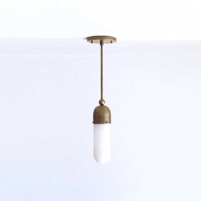 Brass Pendant Light With Alabaster Shade, Modern Light, Ul Listed, No.0270 - image 1