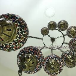 9 Ball Turkish Mosaic Chandelier, Multi-Color - thumbnail 2