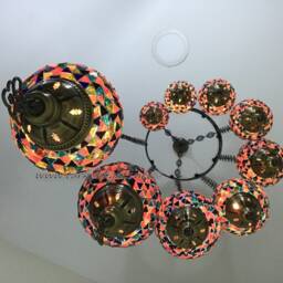 9 Ball Turkish Mosaic Chandelier, Multi-Color - thumbnail 3