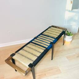 Hand-Woven Entryway Bench Mcm Style End Of Bed & Mudroom Seating - Custom-Made, Multiple Sizes - thumbnail 3