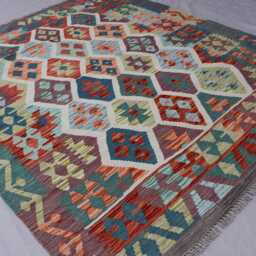 5x7 Geometric Design Kilim Rug, Boho Afghan Handmade Wool Flatweave Natural Veg Dyes Oriental Area Bedroom Living Room - thumbnail 2