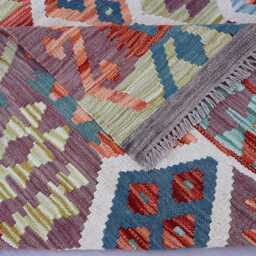 5x7 Geometric Design Kilim Rug, Boho Afghan Handmade Wool Flatweave Natural Veg Dyes Oriental Area Bedroom Living Room - thumbnail 4