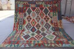 5x7 Geometric Design Kilim Rug, Boho Afghan Handmade Wool Flatweave Natural Veg Dyes Oriental Area Bedroom Living Room - thumbnail 1