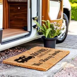 Home Is Where You Park It Custom Camper Motorhome Coir Doormat - Personalized Accessories Gift Rv Rug Campervan - thumbnail 3