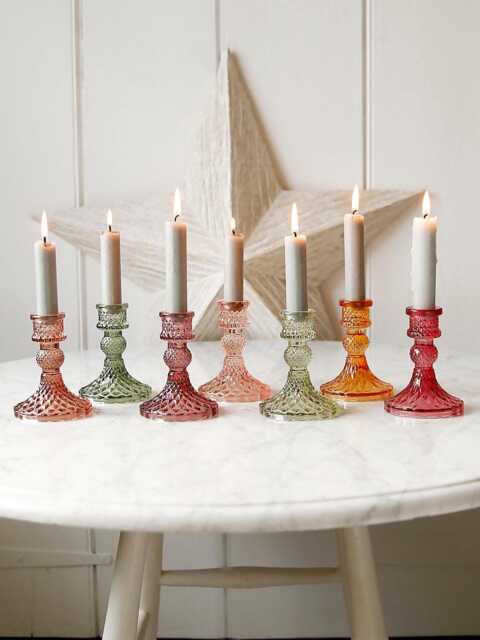Coloured Cut Glass Candlestick - image 1