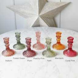 Coloured Cut Glass Candlestick - thumbnail 2
