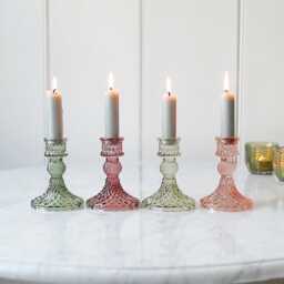 Coloured Cut Glass Candlestick - thumbnail 4