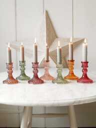 Coloured Cut Glass Candlestick - thumbnail 1