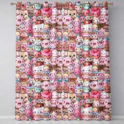 Dessert Cake Cupcake Donut Candy Sweet Treat Collage Pattern Teal Background Readymade Eyelet Ring Top Thermal 100% Blackout Curtains - thumbnail 2