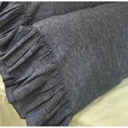 A Pair Of Chambray Denim Pillow Cases With Mermaid Long Ruffles, Bedding Ruffles - thumbnail 2