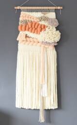 Chunky Woven Wool Tapestry, Textured Boho Wall Hanging, Living Room Decor