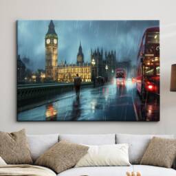 Big Ben London City Landmark Abstract Oil Painting Framed Poster Print Or Canvas Wall Decor Art Bedroom Home Interior Gift, UK - thumbnail 1