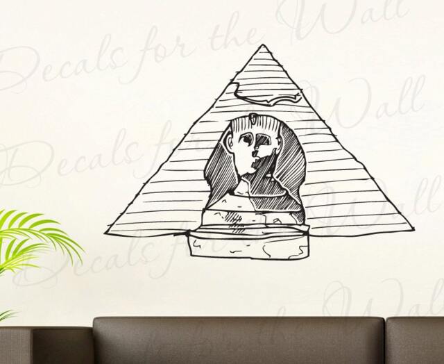 Egyptian Pyramid & Sphinx Vinyl Wall Decal Detailed Egypt Africa Realistic Life Graphic Sticker Art Decor Large Decoration Sign Mural G40 - image 1