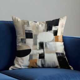 Modern Abstract Geometric Cushion Cover, Black & Terracotta Blocks Pillow Case, Minimalist Decorative Throw Cover - thumbnail 3