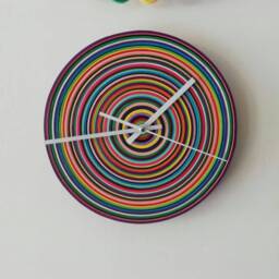 Wall Clock, Colorful Paper Unique Decoration, No Ticking Housewarming Gift - thumbnail 4