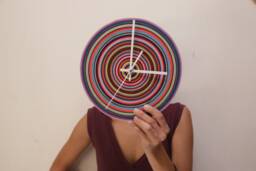 Wall Clock, Colorful Paper Unique Decoration, No Ticking Housewarming Gift - thumbnail 1