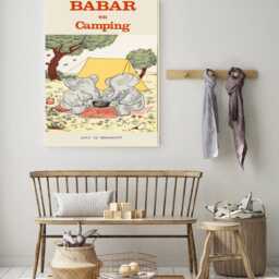 Babar The Elephant Camping Nursery Wall Art Retro Kids Decor Quote Genre Neutral Baby Illustration Print - thumbnail 3