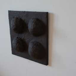 Wabi Sabi Abstract Wall Art. Textured 3D Wall Sculpture Made Of Plaster & Paper Mache. Organic Japandi Home Decor. Dark Black Relief, Boho - thumbnail 3