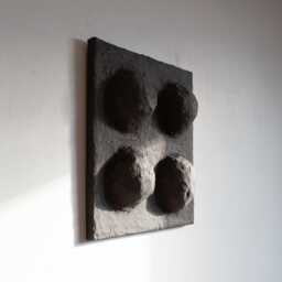 Wabi Sabi Abstract Wall Art. Textured 3D Wall Sculpture Made Of Plaster & Paper Mache. Organic Japandi Home Decor. Dark Black Relief, Boho - thumbnail 1