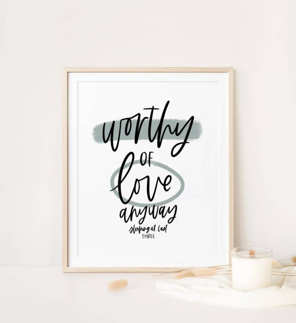 Enneagram 3 Sleeping At Last Lyrics Print - Poster Three Minimal Wall Art Neutral Encouraging Gifts - image 1