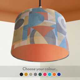 Art Deco Lampshade Earthy Geometric Print, Handmade Light Shade