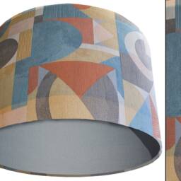 Art Deco Lampshade Earthy Geometric Print, Handmade Light Shade - thumbnail 2