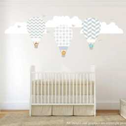 Boys Wall Decals Hot Air Balloons Animals, Stickers, Nursery Decals, Decor, Stickers Nursery, Baby - thumbnail 2