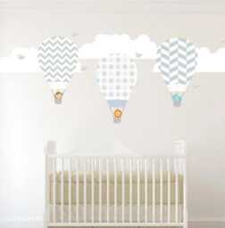 Boys Wall Decals Hot Air Balloons Animals, Stickers, Nursery Decals, Decor, Stickers Nursery, Baby - thumbnail 1