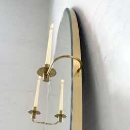 Oval Shaped Bevelled Mirror With Decorative Candleholders & Brushed Brass Frame - thumbnail 3