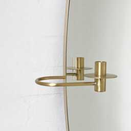 Oval Shaped Bevelled Mirror With Decorative Candleholders & Brushed Brass Frame - thumbnail 4