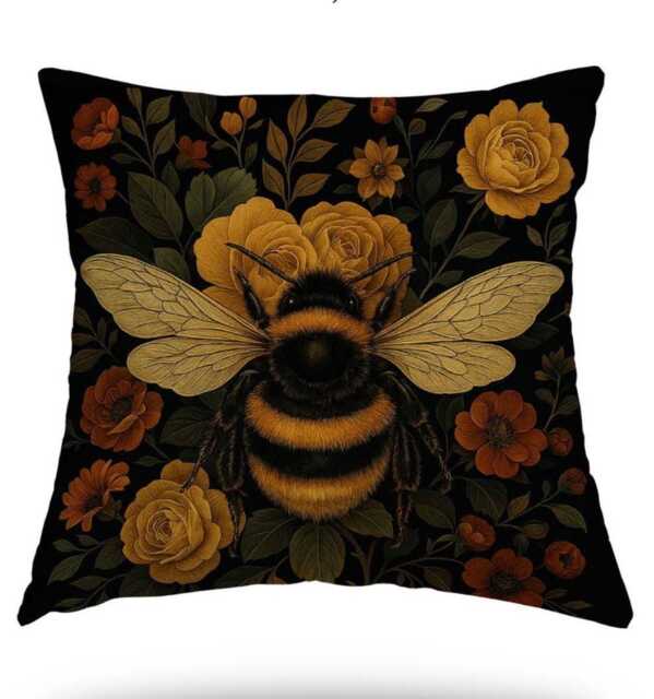 Golden Bee Velvet Cushion Cover 17x17 - image 1