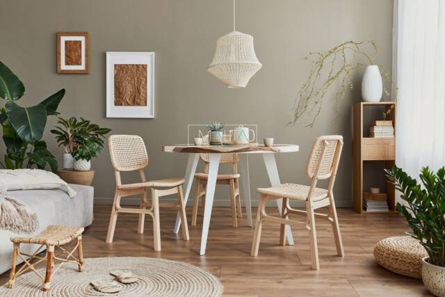 Round Walnut Table For Dining Room, Custom Epoxy The Restaurant, Boho Touch Furnishing New Home, White River Resin - image 1