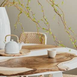 Round Walnut Table For Dining Room, Custom Epoxy The Restaurant, Boho Touch Furnishing New Home, White River Resin - thumbnail 3