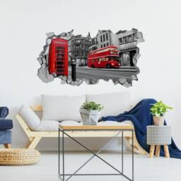 London Wall Decal 3D - Broken Wallpaper Wall Decals Printed Art Sku Lond3Dm - thumbnail 2